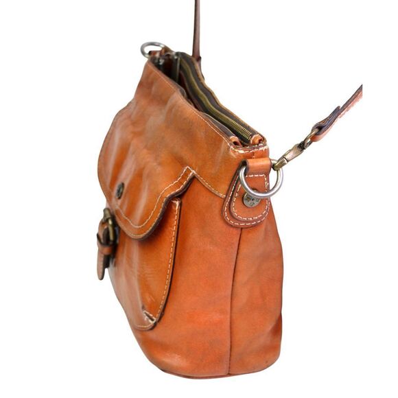 Patricia Nash BROWN GENUINE LEATHER SHOULDER BAG X-BODY ZIP TOP HANDBAG PURSE - Picture 6 of 16